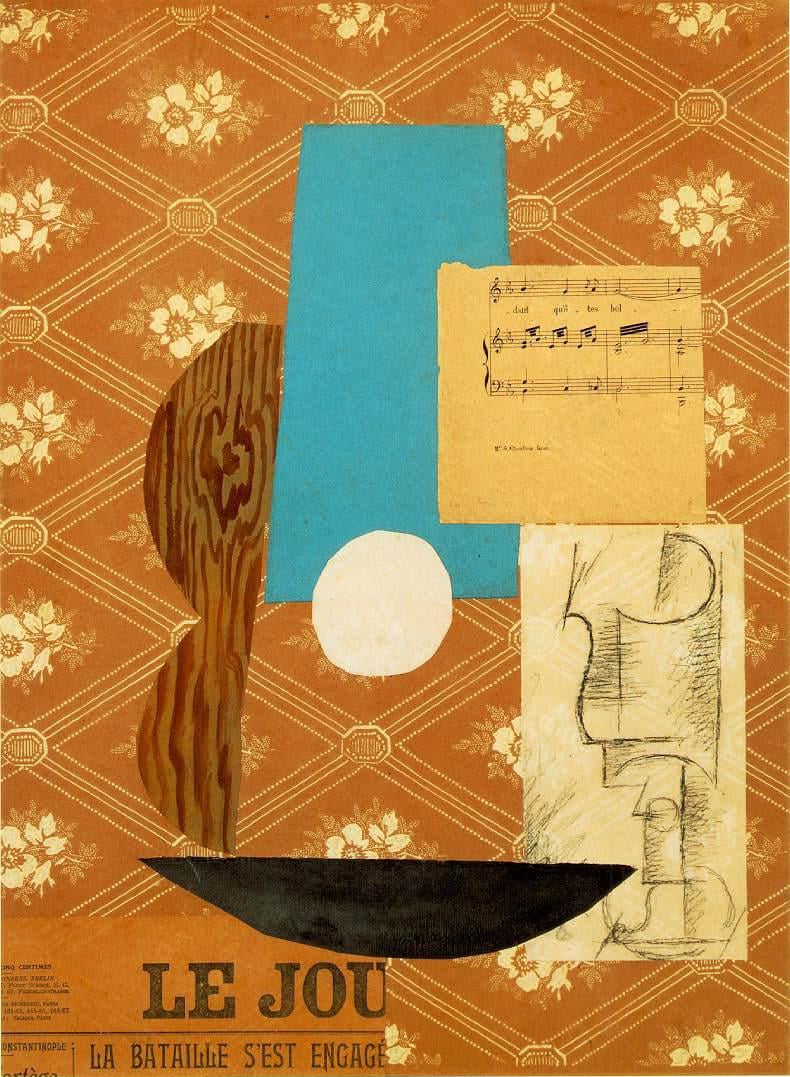 Pablo Picasso - Guitar, Sheet Music, and Glass 1912