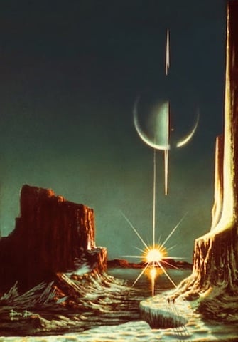 Lucien Rudaux - Saturne vue de Titan, 1930