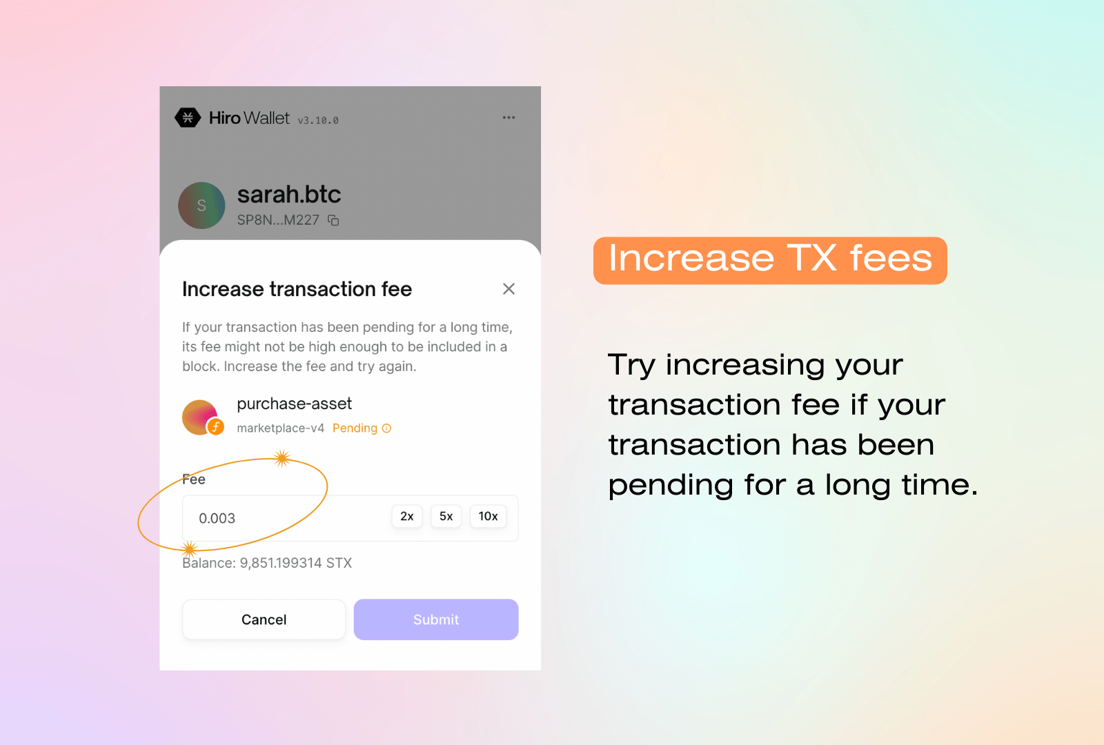 Increase TX fees